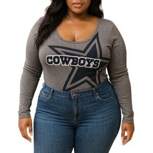 NFL Apparel Size Large Bodysuit Cowboys Star Graphic Long Sleeve Strappy Back